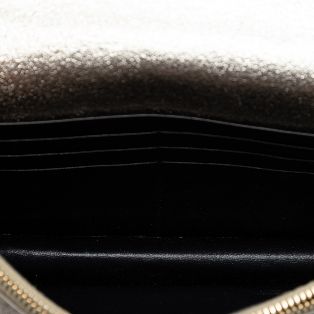 Pre-Loved Saint Laurent Metallic Textured Calfskin Envelope Wallet On Chain - Picture 4 of 6